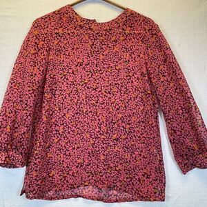 Whistles Multicolor Long Sleeve Floral Classic Balloon Sleeve Blouse Top Size 4